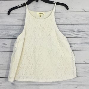 White Cami Blouse Lace Medium Spaghetti Strap EUC